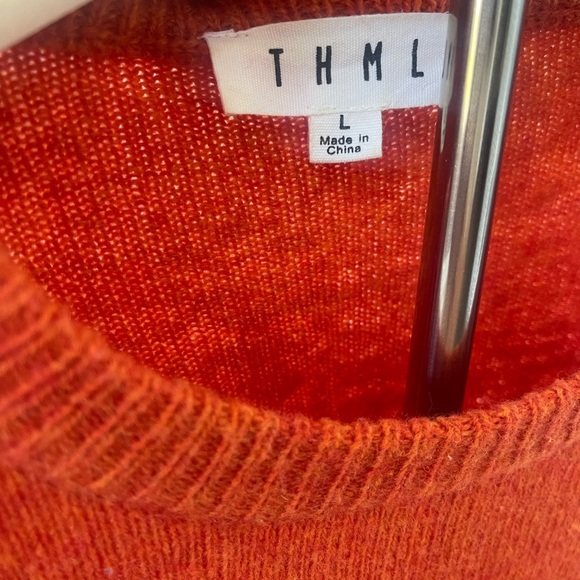 THML | Orange Wool Blend Ruffled Hem Sweater Cozy Fall - Picture 4 of 6